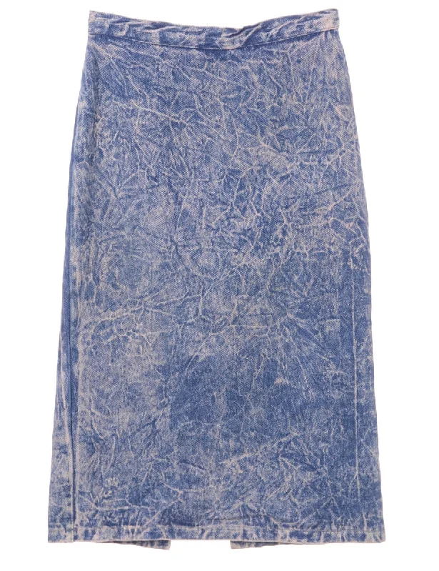 Acid Wash Midi Skirt denim skirt casual