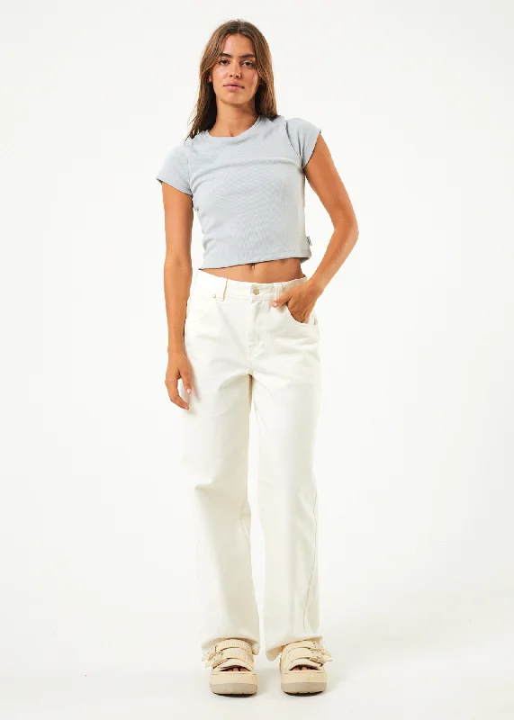 AFENDS Womens Bella - Denim Baggy Jeans - Off White Trendy Skinny Fit Jeans