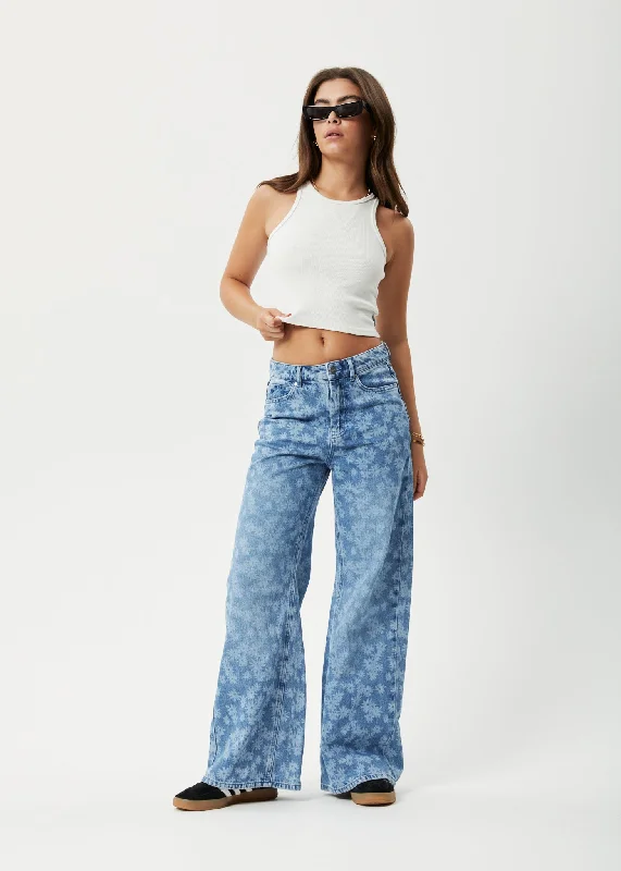 AFENDS Womens Fink Gigi - Denim Flared Jeans - Worn Blue Daisy Fashionable Raw Hem Bootcut Jeans AFENDS Womens Fink Gigi - Denim Flared Jeans - Worn Blue Daisy Fashionable Raw Hem Bootcut Jeans