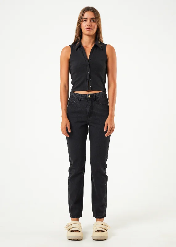 AFENDS Womens Kylie - Denim Slim Fit Jeans - Washed Black Comfortable Zip-Up Skinny Jeans AFENDS Womens Kylie - Denim Slim Fit Jeans - Washed Black Comfortable Zip-Up Skinny Jeans