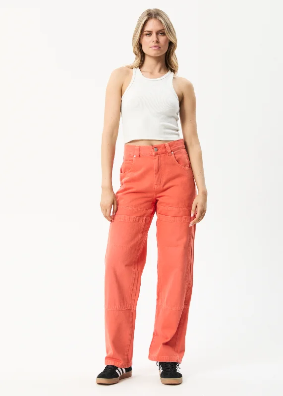 AFENDS Womens Moss - Denim Carpenter Jeans - Faded Orange Trendy Cut-Off Denim Shorts AFENDS Womens Moss - Denim Carpenter Jeans - Faded Orange Trendy Cut-Off Denim Shorts