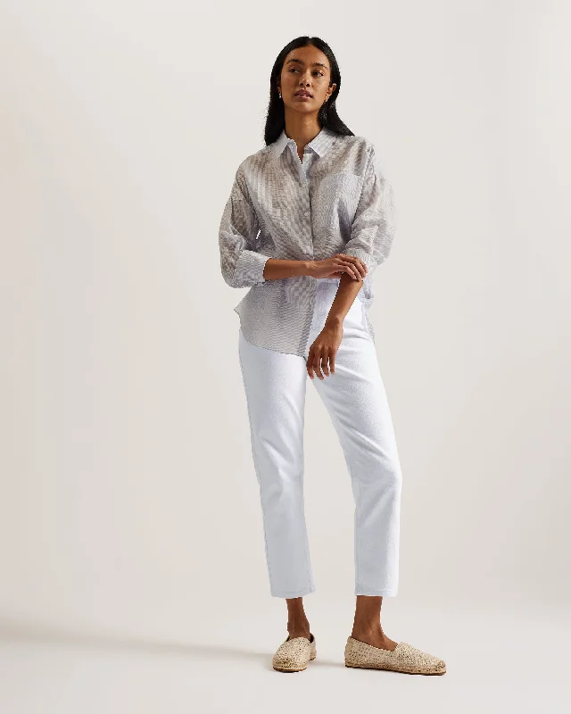 Alces Mid Rise Straight Leg Jeans White Trendy Low-Rise Slim Jeans