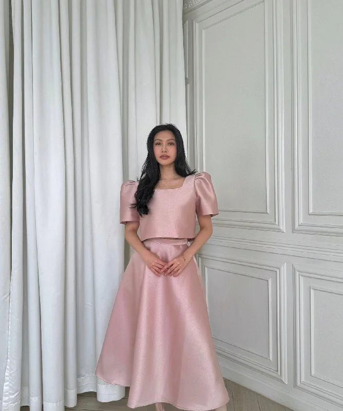 Amihan midi skirt (BLUSH) velvet skirt luxury