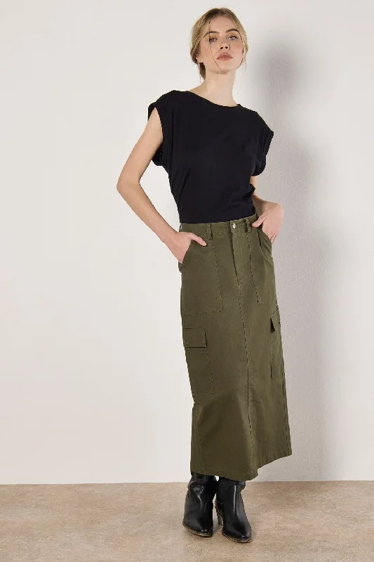 Apricot Cargo Midaxi Skirt corduroy skirt durable