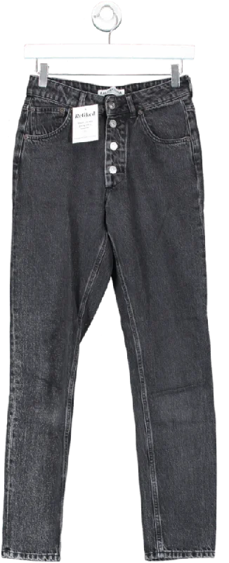 Balenciaga Black High Rise Button Fly Jeans UK 8 Chic Ripped Jeans