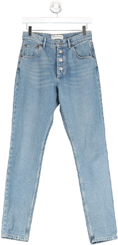 Balenciaga Blue High Rise Slim Cut Jeans UK 10 Fashionable Straight Cut Jeans