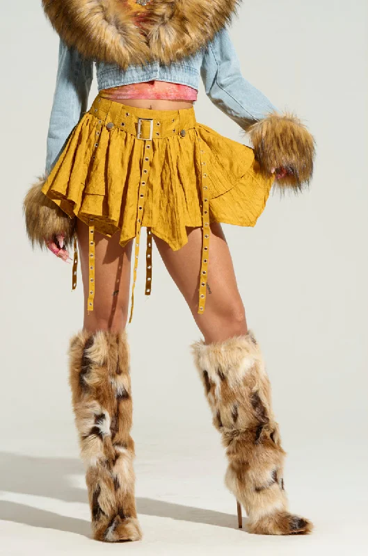 BREAK MY SOUL SKIRT IN MUSTARD velvet skirt rich