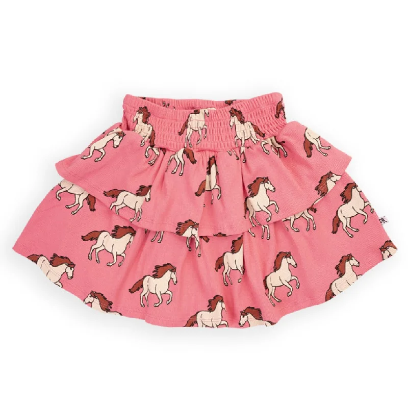 CarlijnQ Wild Horses Layered Pink Skirt velvet skirt plush
