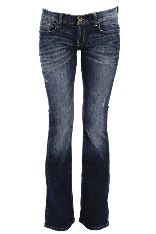 CARLOS MIELE DARK BLUE Flared Jeans Comfortable Distressed Straight-Leg Jeans