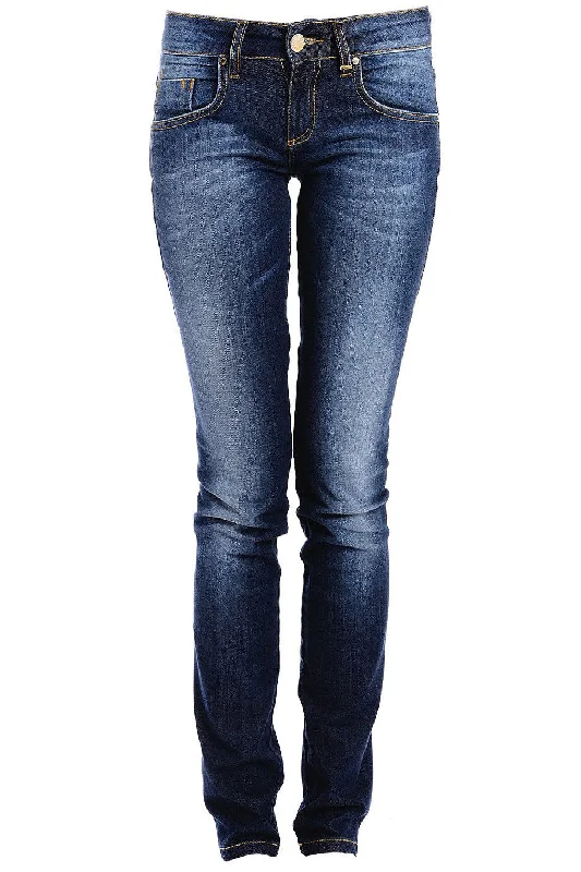 CARLOS MIELE FADED Dark Blue Jeans Chic Double Waistband Jeans