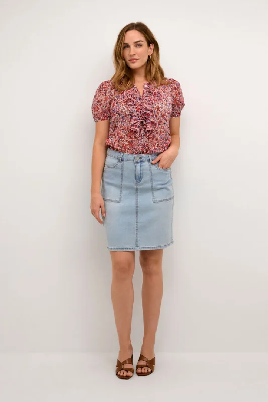 Cream Zelina Denim Skirt wool skirt breathable