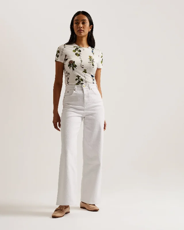 Darhla High Rise Wide Leg Jeans White Elegant High-Waisted Flared Jeans
