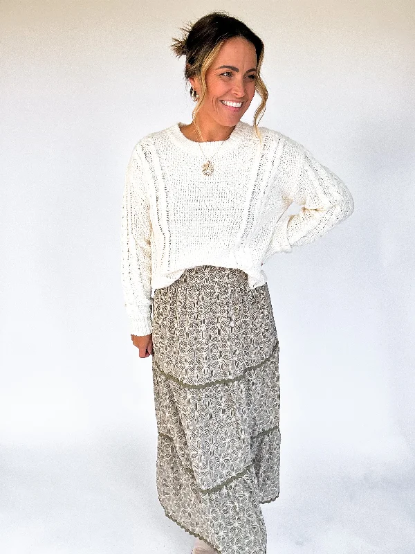 Floral and Lace Maxi Skirt denim skirt durable