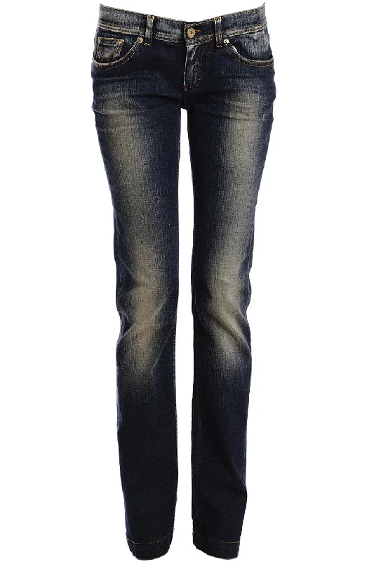 Dolce & Gabbana FADED Blue Jeans Trendy Wide-Leg High-Waist Denim