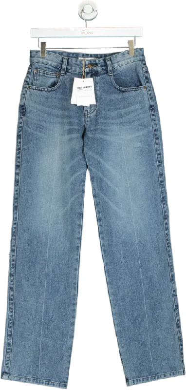 DRAE Denim Blue Jeans UK S Cozy Wide-Legged Jeans