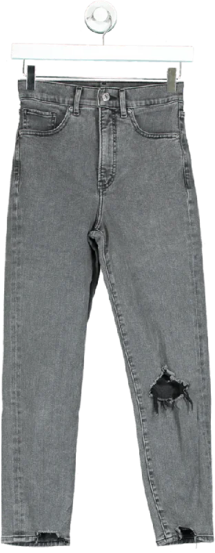 Express Grey Mom Jeans UK 4 Comfortable Boyfriend Jeans