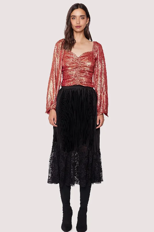 Genesis Pleated Midi Skirt cashmere skirt soft