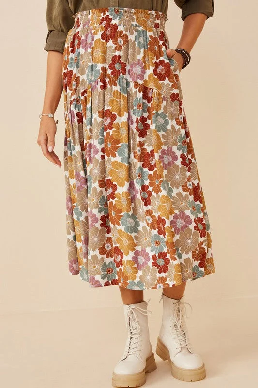 HAY109 - FLORAL SKIRT denim skirt fashionable