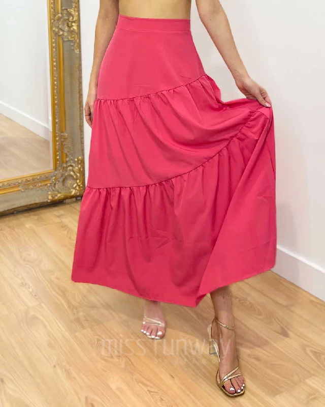 Heloise Maxi Skirt - Hot Pink breathable skirt fabric