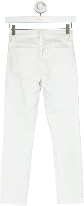 J.Crew White Petite Straight Leg Jeans W23 Trendy Pleated Waist Jeans