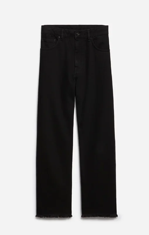 JEANS CROPPED RECTO NEGRO Fashionable Raw Hem Bootcut Jeans