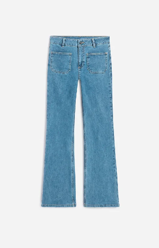 JEANS FLARE BOLSILLOS Chic Faded Blue Jeans
