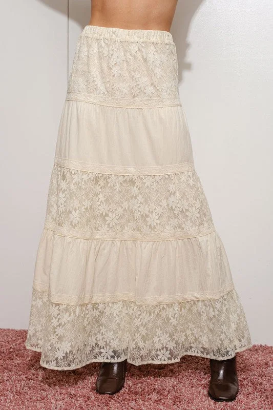Lace Tiered Maxi Skirt lace skirt intricate