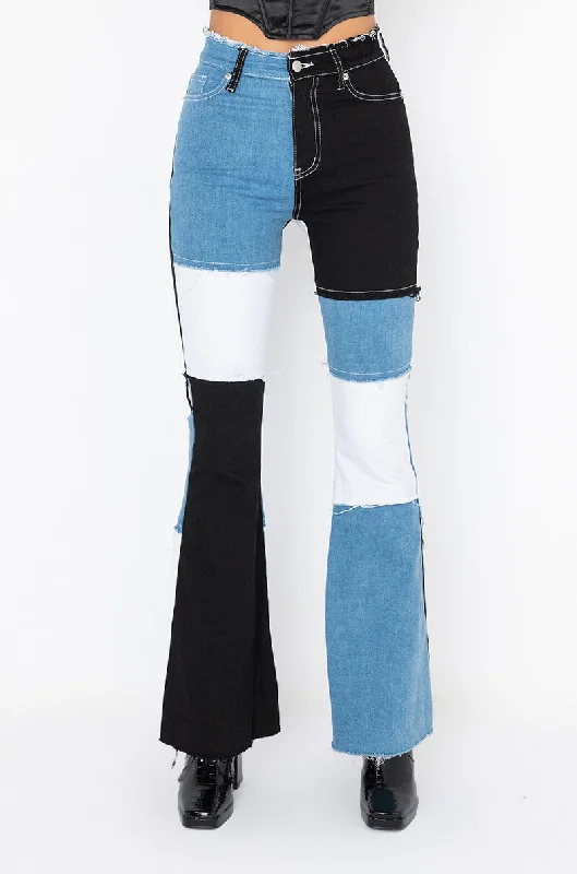 LOW KEY FIRE DENIM DETAIL FLARE JEANS Cozy Tencel Blend Denim Jeans