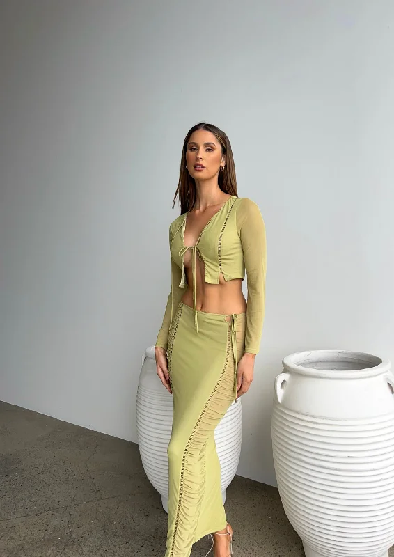 MADDY MAXI SKIRT GREEN - OUTCAST EXCLUSIVES cashmere skirt soft
