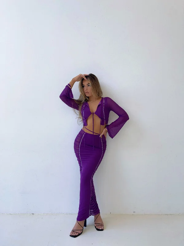 MADDY MAXI SKIRT PURPLE - OUTCAST EXCLUSIVES lace skirt intricate