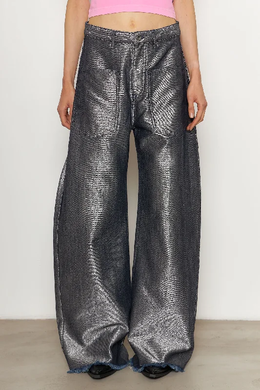 Silver Denim Boyfriend Jeans Stylish High-Rise Mom Jeans