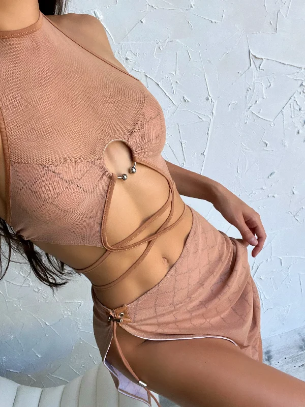 MAYHEM MINI SKIRT TAN - OUTCAST EXCLUSIVES cashmere skirt rich