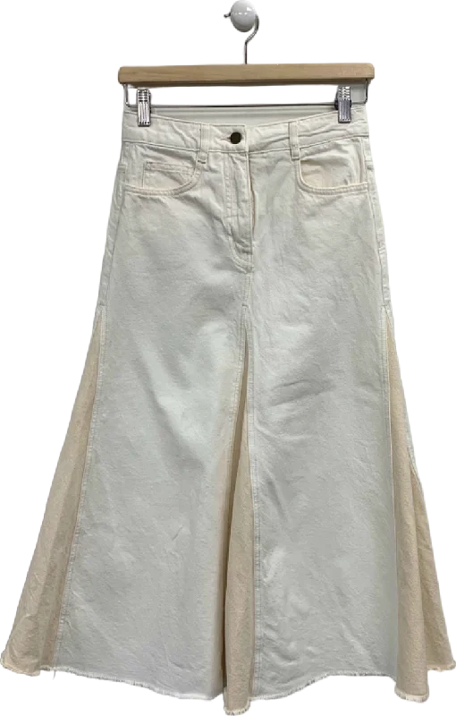 ME + EM White Contrast Cotton Wide-Leg Jeans UK 6 Fashionable Jeggings Style Jeans