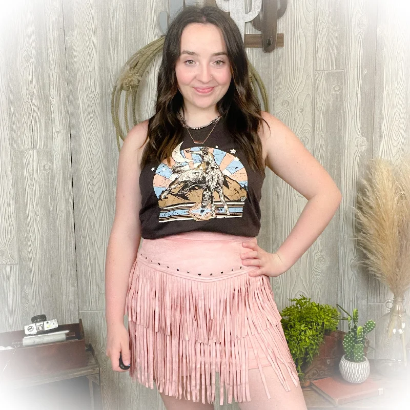 Microsuede Fringe Skirt slim fit skirt