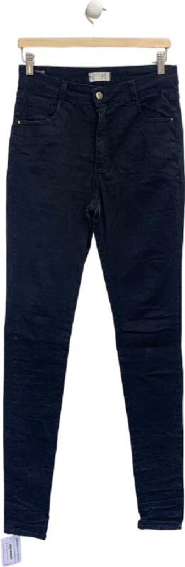 Moda Black Skinny Jeans UK 12 Long Length Fashionable Distressed Jeans
