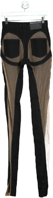 Mugler Black Denim Illusion Jeans UK 6 Classic Slim Fit Jeans
