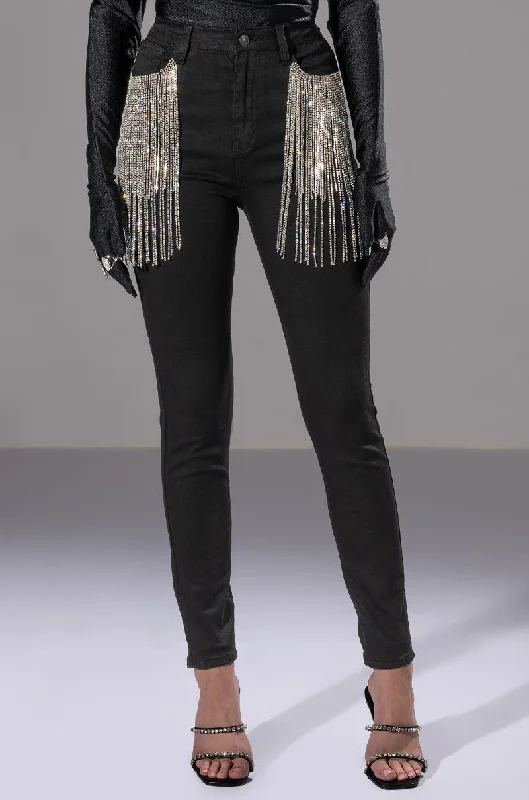 NOTHIN BETTER RHINESTONE POCKET SKINNY JEANS Cozy Relaxed Fit Denim Jeans