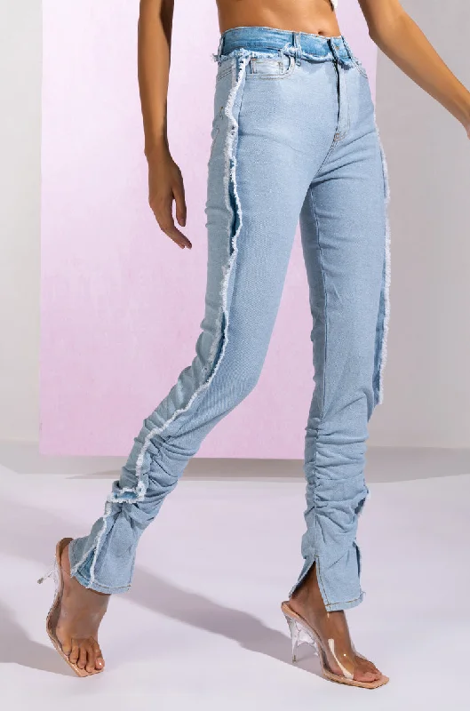 ONE MORE TIME INSIDE OUT SKINNY JEANS Trendy Bootcut High-Waisted Jeans