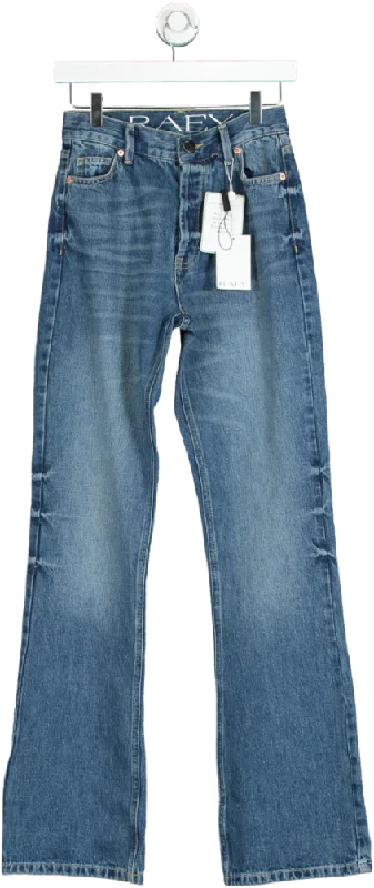 Raey Blue Organic Cotton-blend Denim Flared-leg Jeans W26 Chic Rolled Cuff Denim Jeans Raey Blue Organic Cotton-blend Denim Flared-leg Jeans W26 Chic Rolled Cuff Denim Jeans