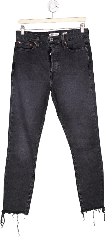 RE/DONE Faded Black High Rise Ankle Crop Jeans Size 29 Chic Dark-Wash Skinny Jeans