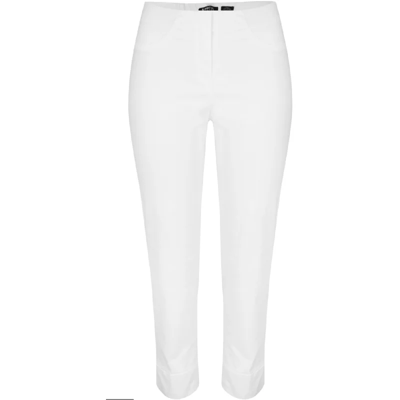 Robell 7/8th Jeans | White Trendy Button-Up High-Waist Jeans