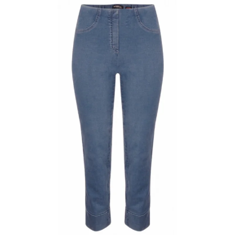 Robell 7/8ths Jeans | Blue Fashionable Button-Front Jeans