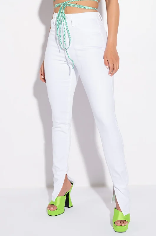 RUBY HIGH RISE SPLIT HEM SKINNY JEANS Fashionable Relaxed Fit Denim