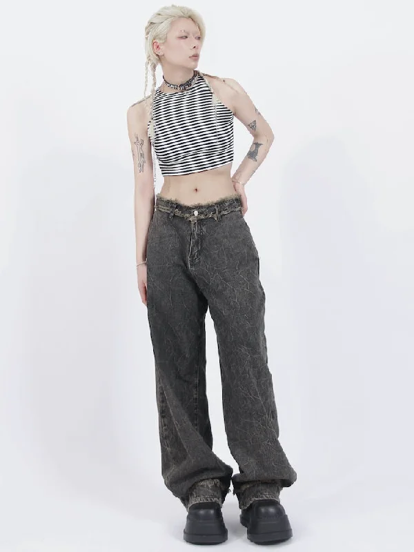 Loose Wide Leg Old Retro Straight Jeans【s0000001916】 Cozy Relaxed Fit Jeans