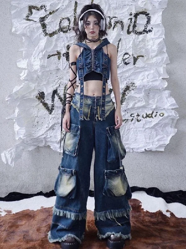 Original design wide-leg jeans 【s0000003017】 Stylish High-Waist Skinny Denim