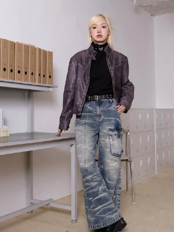 Washed blue jeans【s0000003702】 Comfortable Faded High-Rise Jeans