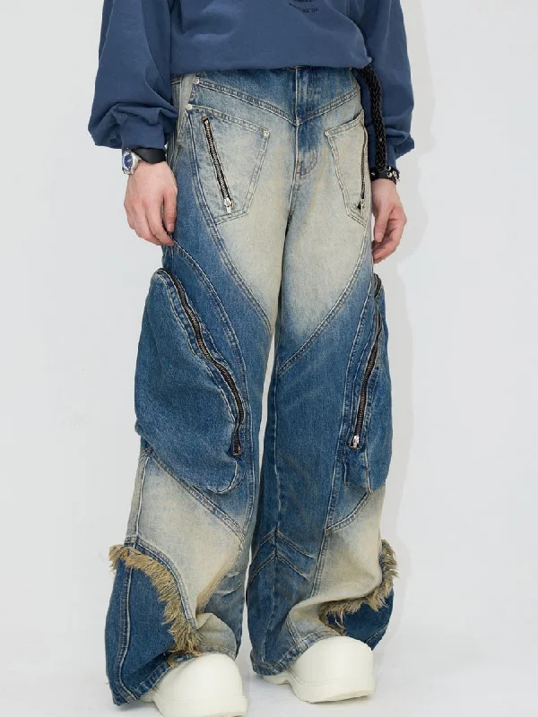 Gimmick Pocket Rinse Dyed Cargo Jeans【s0000004192】 Stylish High-Rise Mom Jeans