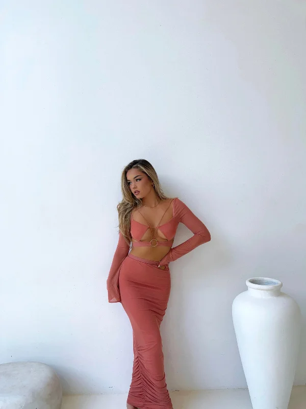 SELENE MAXI SKIRT PINK - OUTCAST EXCLUSIVES linen skirt breathable