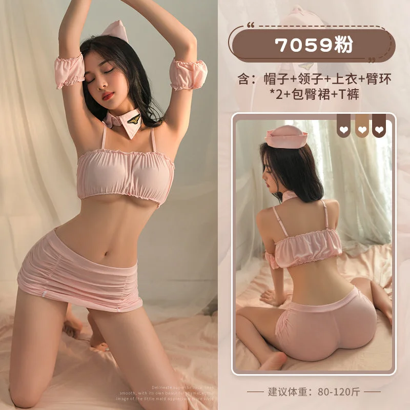 Sexy Hip Skirts Stewardess Uniforms in Pink summer skirt style
