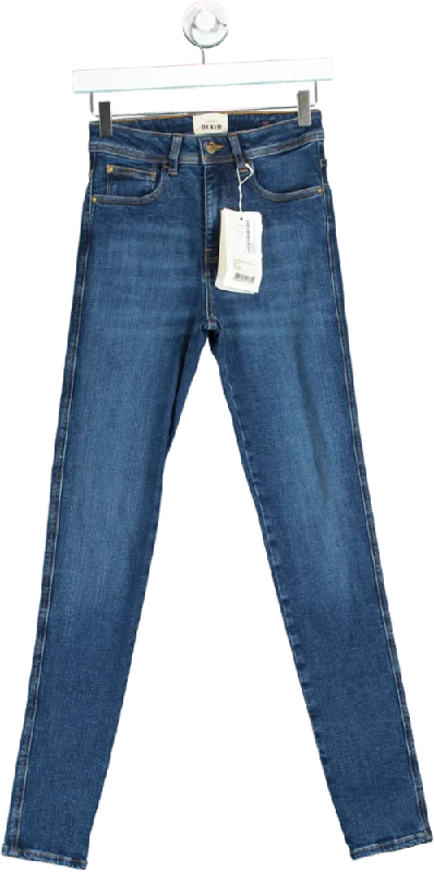 Sézane Blue Denim Skinny Jeans UK W26 Stylish Acid-Wash Jeans